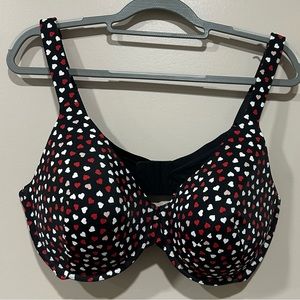 Ambrielle everyday coverage underwire padded bra 42 DD hearts